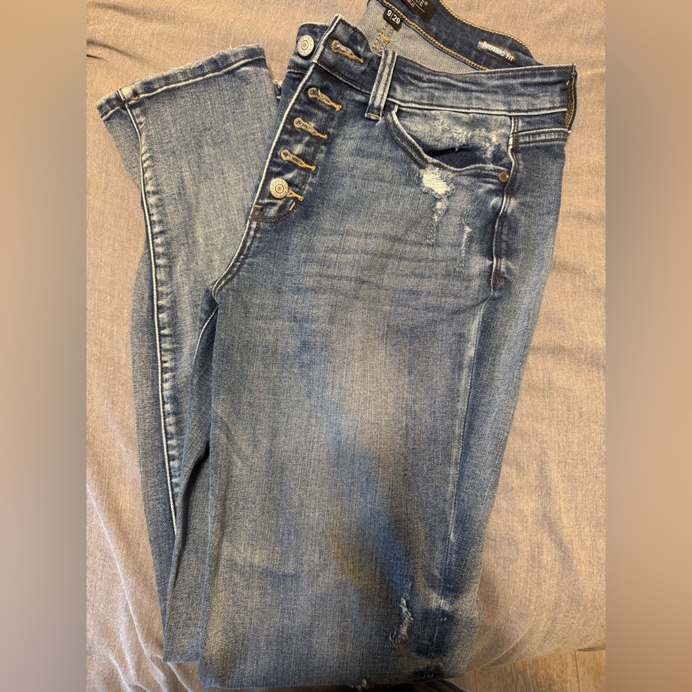 Judy Blue Button Fly Skinny Jeans - Medium Blue